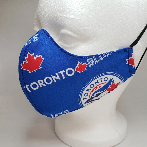 NEW-Toronto Blue Jays Adult Lined Cotton Face Mask - Picture 3 of 4